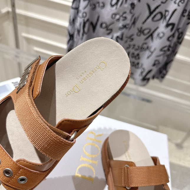 DIOR 26S SLIDES IN BROWN CANVAS