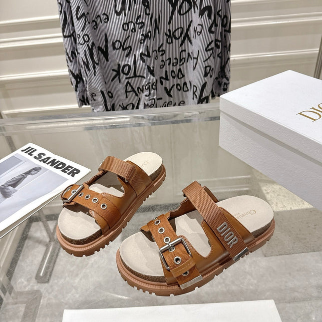 DIOR 26S SLIDES IN BROWN CANVAS
