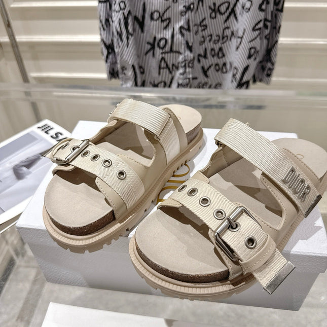 DIOR 26S SLIDES IN BEIGE CANVAS