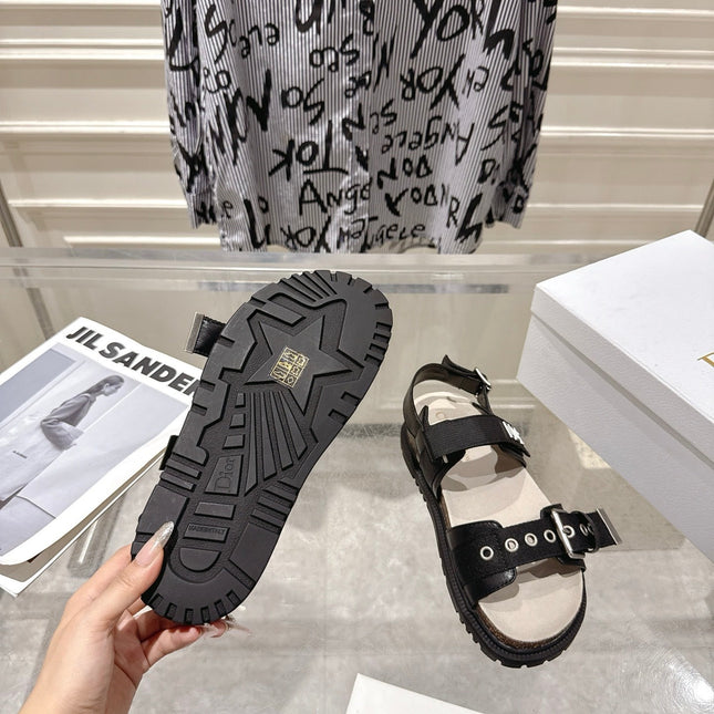 DIOR 26S BUCKLE SANDALS IN BLACK CANVAS