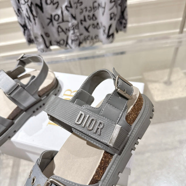 DIOR 26S BUCKLE SANDALS IN GREY CANVAS