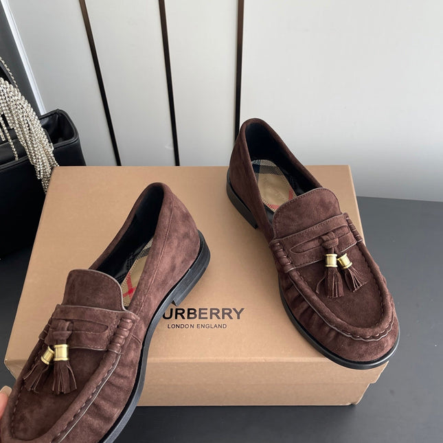 BURBERRY 26S LOAFERS IN DARK BROWN SUEDE