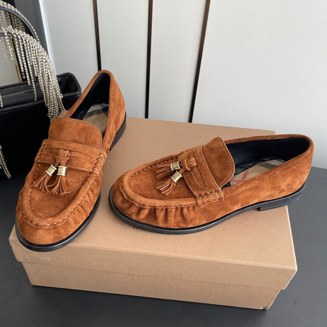 BURBERRY 26S LOAFERS IN BROWN SUEDE