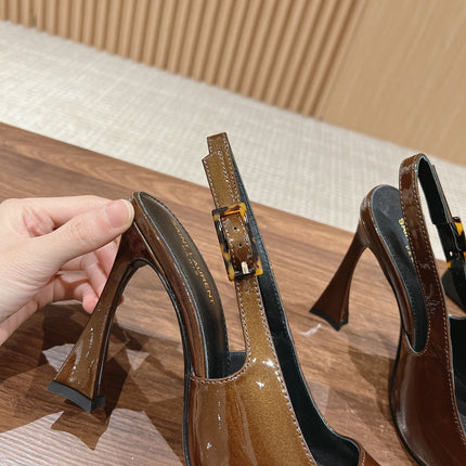 SL DUNE SLINGBACK PUMPS COPPER POLISHED CALFSKIN