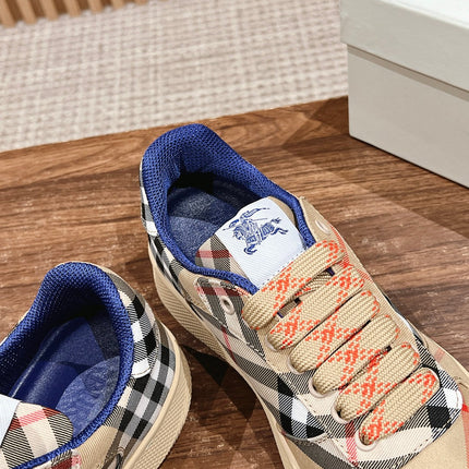 BURBERRY 26S SNEAKERS IN BEIGE FABRIC PLAID