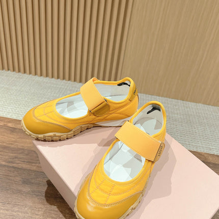 BALLET SHOES IN YELLOW LAMBSKIN AND FABRIC ANTI-SLIP RUBBER SOLE