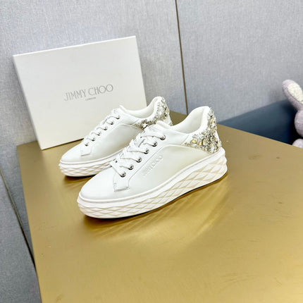 JIMMY CHOO 26S SNEAKERS IN WHITE LEATHER CRYSTAL-EMBELLISHED STYLE 3