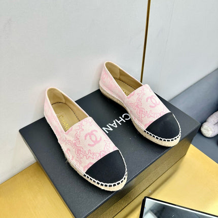 CC ESPADRILLES PLATFORM IN LIGHT PINK MIX BLACK FABRIC