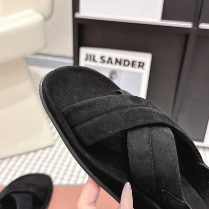 LP 26S CROSS-STRAP SANDALS IN BLACK SUEDE