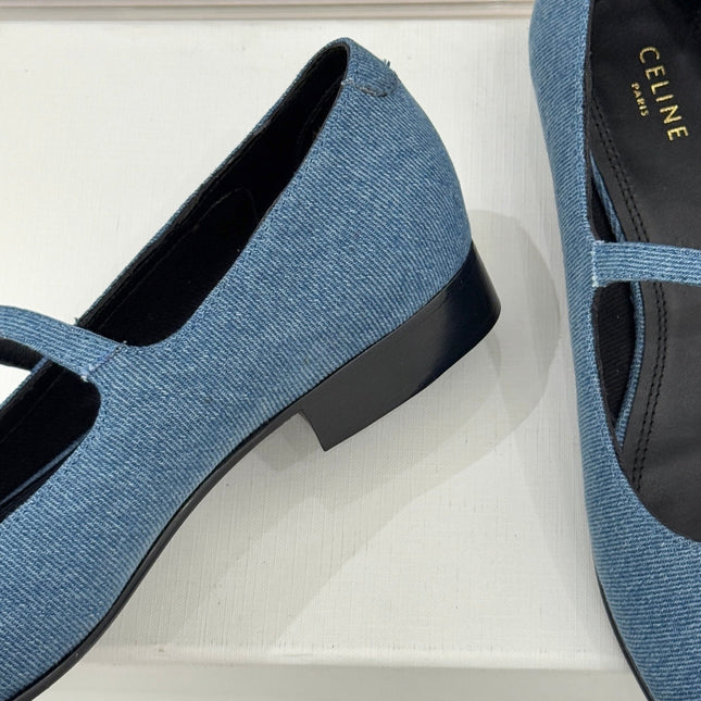 CELINE 26S MARY JANE SHOES IN BLUE DENIM