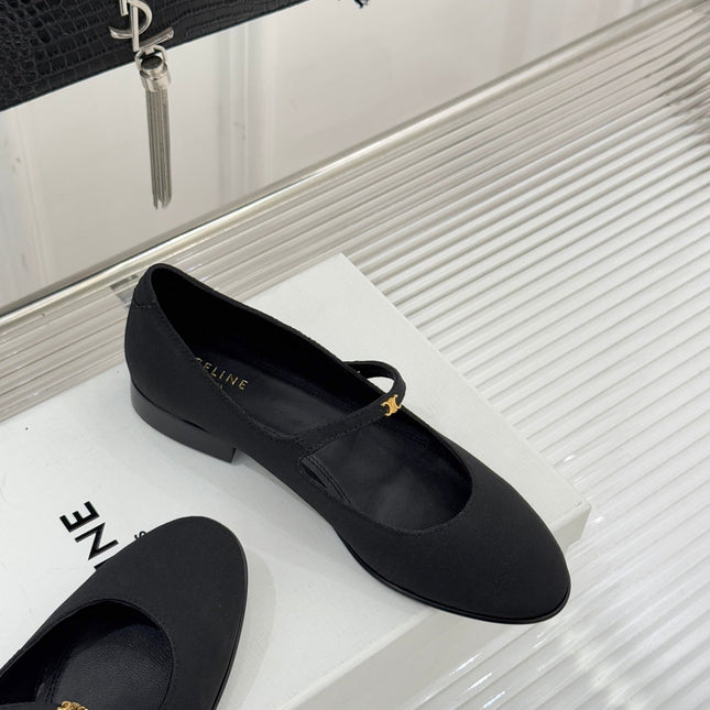 CELINE 26S MARY JANE SHOES IN BLACK FABRIC