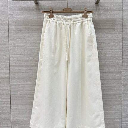 Loewe 25 Denim Wide-leg Cropped Pants White Cotton