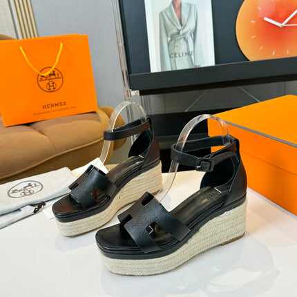 Elda espadrille 80 Black Epsom Calfskin