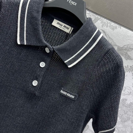 Miu 25 Polo Shirt Black Wool 233471