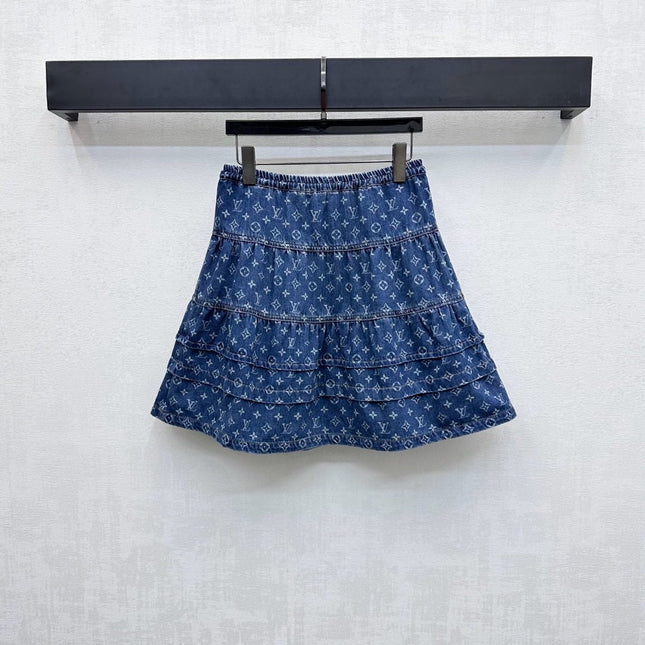 LV DENIM SKIRT WITH LOGO PRINT 274802