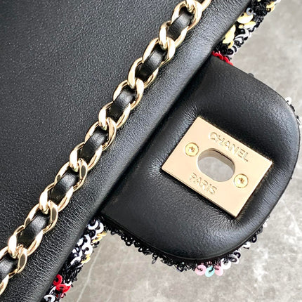 CHANEL 26S CLASSIC FLAP BAG 20 IN MULTICOLOR SEQUINS STYLE 7