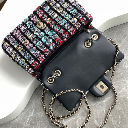 CHANEL 26S CLASSIC FLAP BAG 20 IN MULTICOLOR SEQUINS STYLE 7