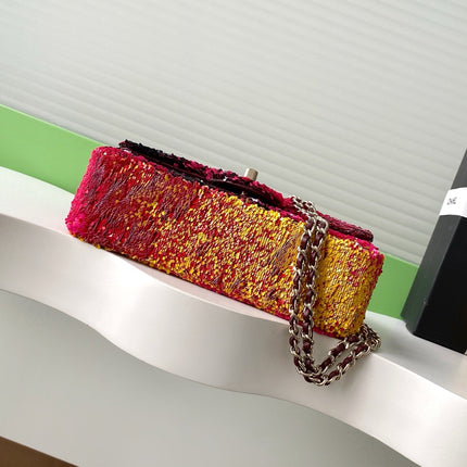 CHANEL 26S CLASSIC FLAP BAG 21 IN MULTICOLOR PINK SEQUINS
