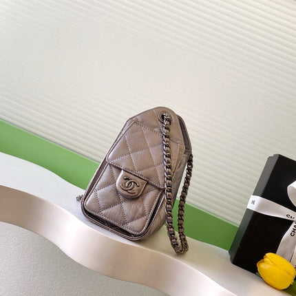 CHANEL 25S HOBO BAG 22 IN LILAC SILVER METALLIC CAVIAR
