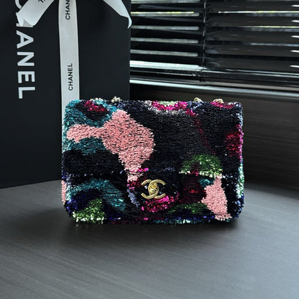 CHANEL 26S CLASSIC FLAP BAG 21 IN MULTICOLOR SEQUINS STYLE 2