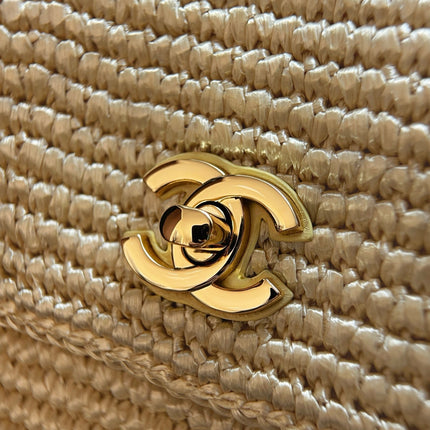 CHANEL 26S FLAP BAG 25 IN BEIGE RAFFIA