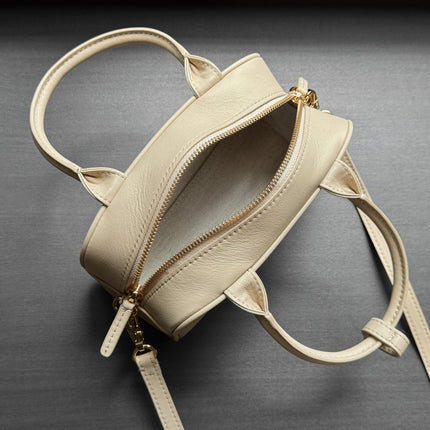 CHANEL 26S CLASSIC BOWLING BAG 21 IN CREAM BEIGE CALFSKIN