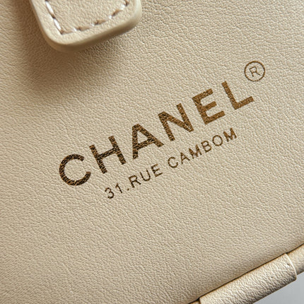 CHANEL 26S CLASSIC BOWLING BAG 21 IN CREAM BEIGE CALFSKIN
