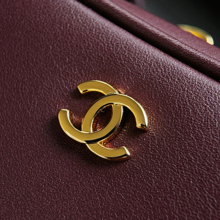CHANEL 26S CLASSIC BOWLING BAG 21 IN WINE RED CALFSKIN