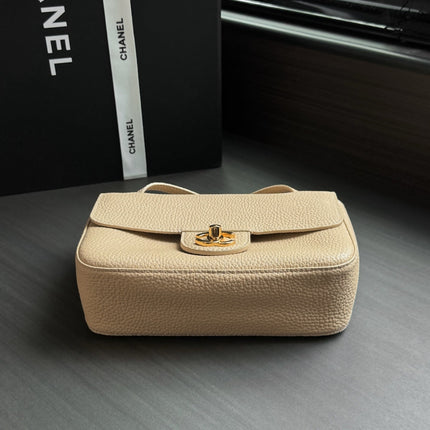 CHANEL 26S CLASSIC MINI FLAP BAG 20 IN BEIGE CAVIAR LEATHER