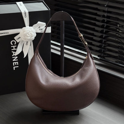 CHANEL 26S HOBO BAG 30 IN CHOCOLATE BROWN GRAINED CALFSKIN