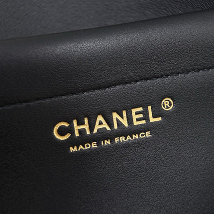 CHANEL 26S SHOULDER BAG 29 IN BLACK CALFSKIN WITH LEOPARD-PRINT TWEED