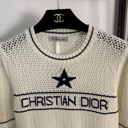 DIOR 26S SHORT-SLEEVE CUT-OUT KNIT TOP 1081