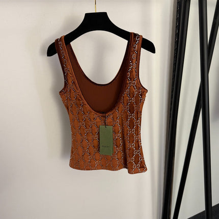 GUCCI 26S EMBELLISHED VELVET SLEEVELESS TOP 176