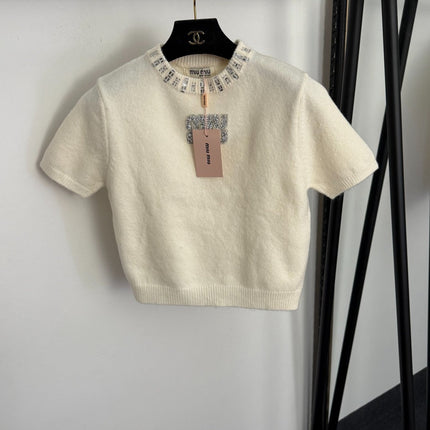 MIUMIU 26S SHORT SLEEVE KNIT TOP 1007
