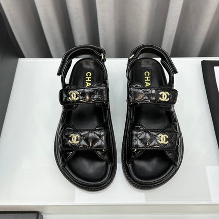 dad sandals black patent lambskin