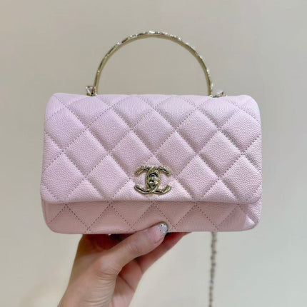 CHANEL 25S COCO CRUSH HANDLE 18 IN PINK CALFSKIN GOLD HARDWARE