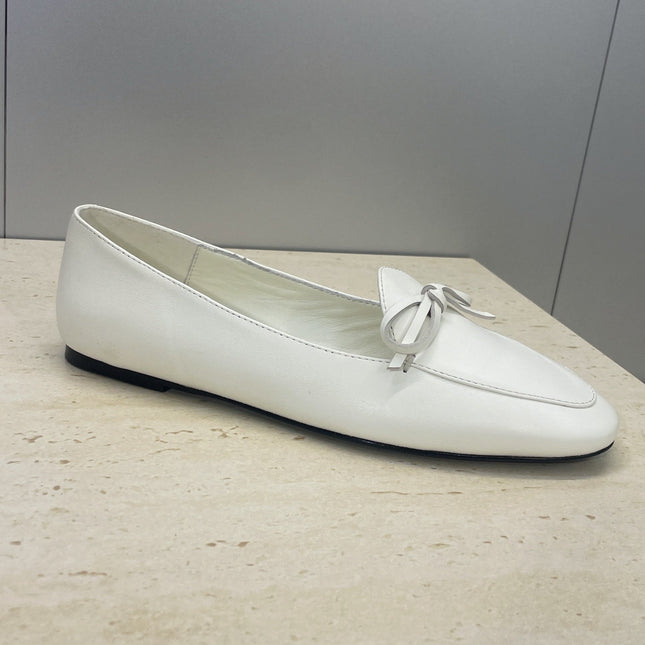 CELINE 26S BALLET FLATS IN WHITE LAMBSKIN WITH BOW