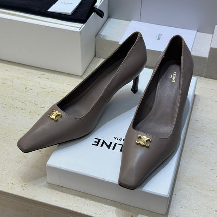 CELINE 26S HIGH HEELS 65 MM IN BEIGE GREY CALFSKIN