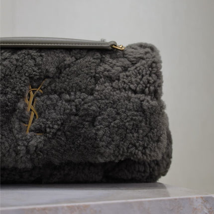 JAMIE BAG 25 IN DARK GRAY LAMB WOOL