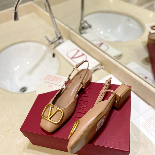 VALENTINO 26S SLINGBACK IN NUDE BEIGE SMOOTH CALFSKIN
