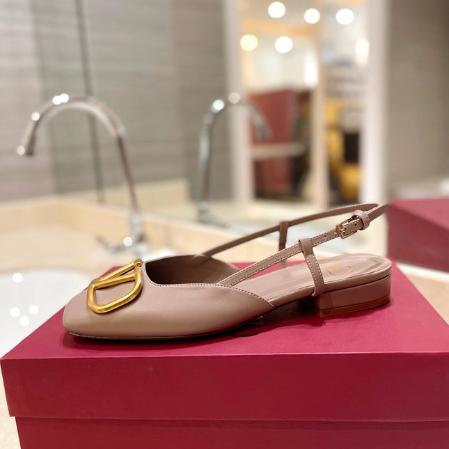 VALENTINO 26S SLINGBACK IN BEIGE PINK SMOOTH CALFSKIN