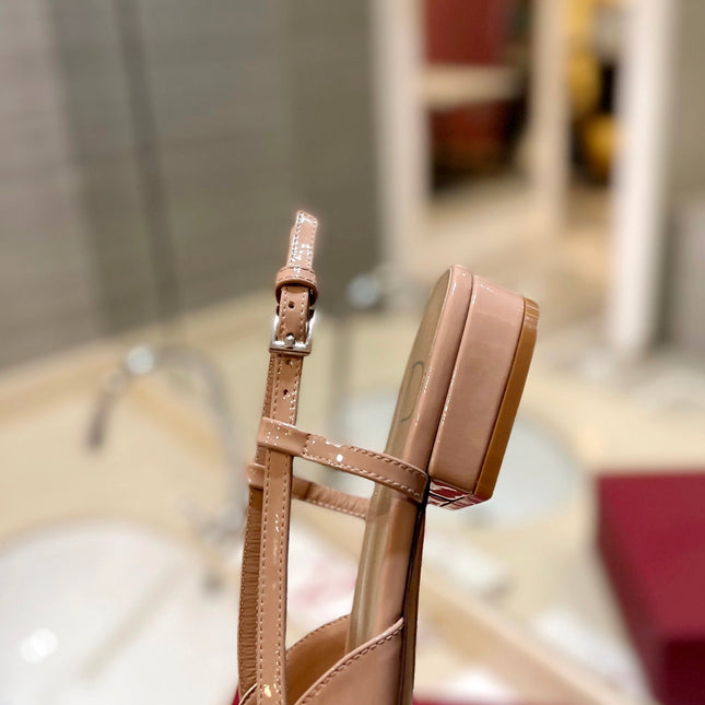 VALENTINO 26S SLINGBACK IN LIGHT BEIGE PINK PATENT CALFSKIN