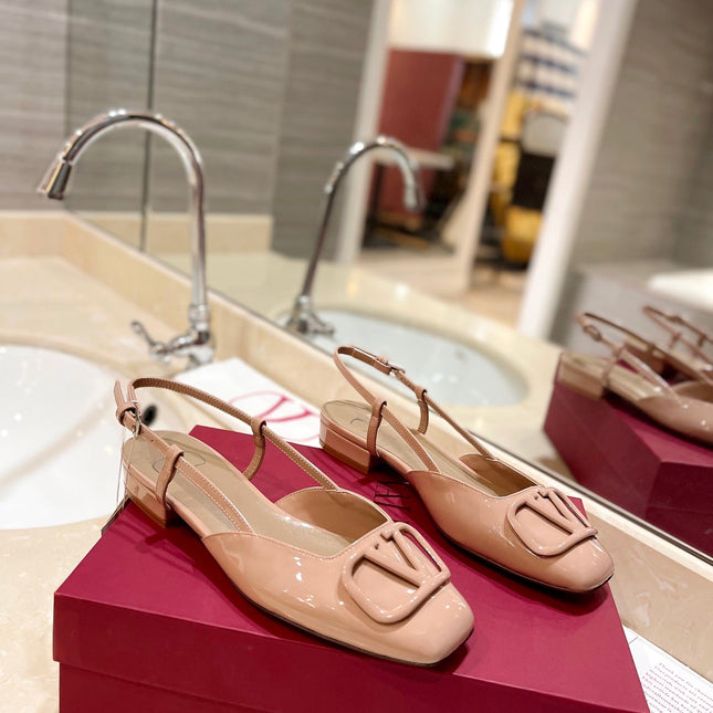 VALENTINO 26S SLINGBACK IN LIGHT BEIGE PINK PATENT CALFSKIN