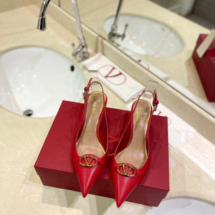 VALENTINO 26S SLINGBACK PUMPS 65 MM IN RED CALFSKIN