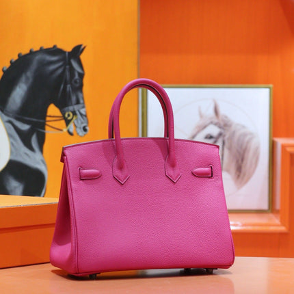 HM 25S BIRKIN BAG 30 CM IN DARK PINK TOGO WITH SILVER HARDWARE