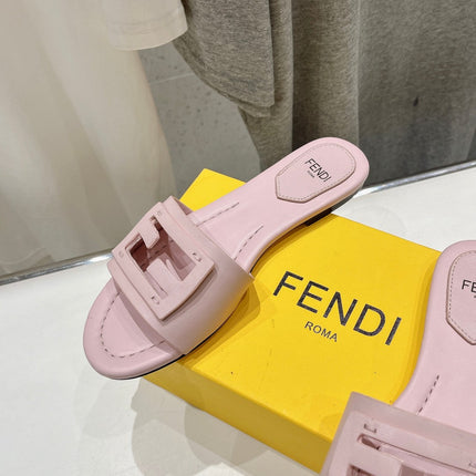 FENDI BAGUETTE SLIDES IN LIGHT PINK LAMBSKIN