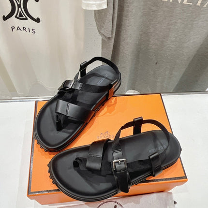 SANDAL BRAIDED 30 BLACK CALFSKIN