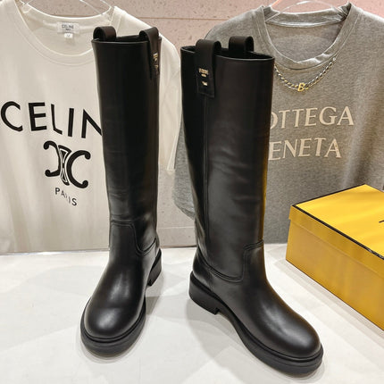 FENDI 25S HIGH BOOTS IN BLACK COWHIDE