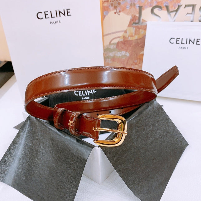 CELINE 25S BELT 25MM WITH ARC DE TRIOMPHE BUCKLE IN BURNT UMBER 571500