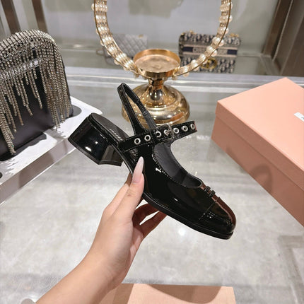 MIUMIU 26S SLINGBACK MARY JANE 45MM IN BLACK PATENT CALFSKIN